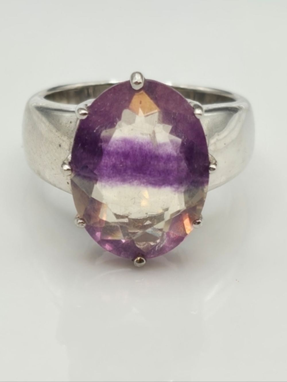 Extremely Rare Designer Signed Clyde Duneier Genuine Banded Amethyst Ring